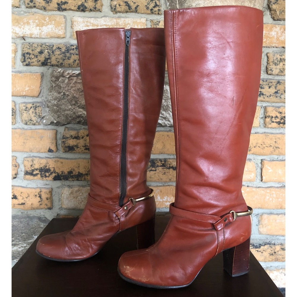 Vintage leather heeled boots